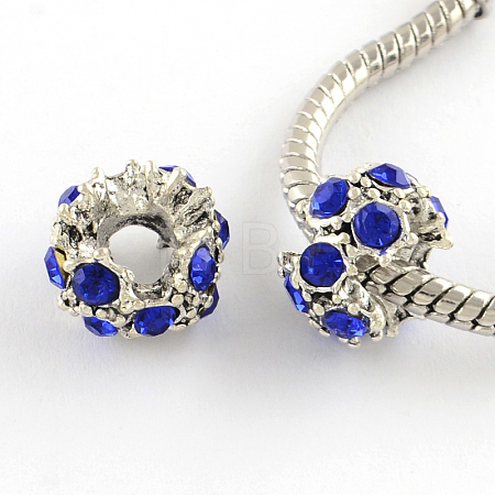 Alloy Rhinestone European Beads MPDL-R036-04N-1
