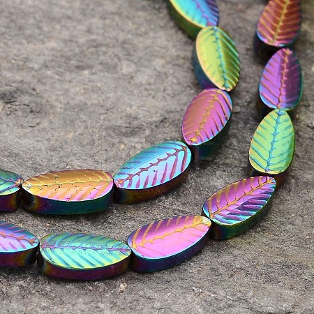 Electroplated Leaf Non-magnetic Synthetic Hematite Bead Strands G-E295-15E-1