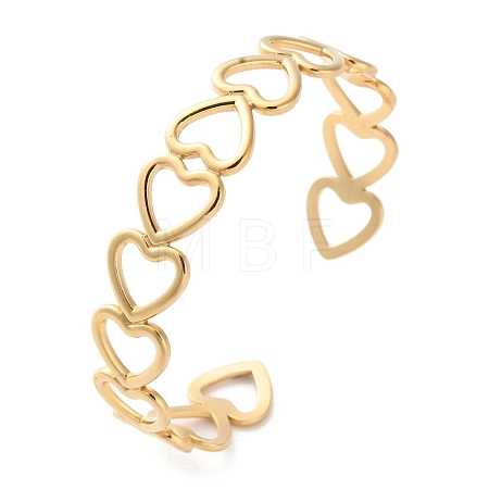 304 Stainless Steel Cuff Bangles for Women BJEW-K263-05G-09-1