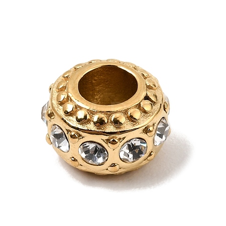 304 Stainless Steel with Crystal Rhinestone European Beads RB-CBAC900-04G-1