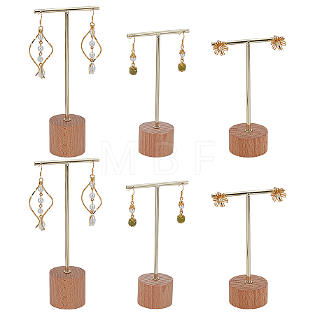 6Pcs 3 Sizes Iron T Bar Earring Display Stands EDIS-FG0001-76-1