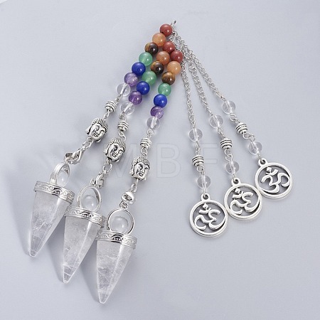 Chakra Jewelry Natural Quartz Crystal Cone Dowsing Pendulums G-G771-E07-1
