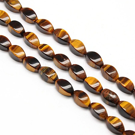 Natural Twist Tiger Eye Beads Strands G-L243B-04-1