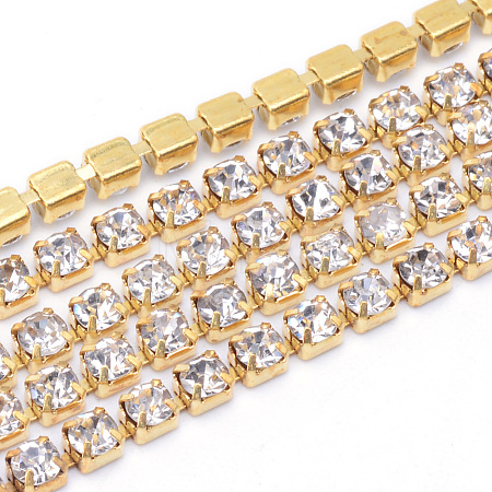 Brass Rhinestone Strass Chains CHC-T003-SS6-01C-1