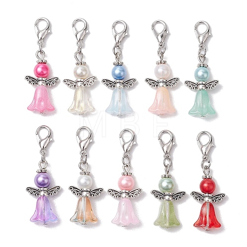 10Pcs 10 Colors Angle Glass Pendant Decorations HJEW-JM02334-03-1