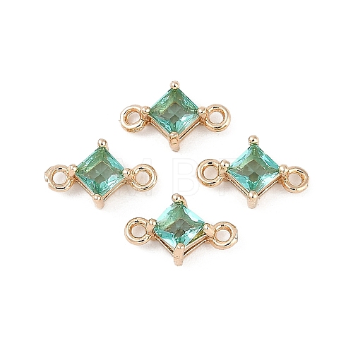 Brass Pave Glass Rhombus Links Connector Charms GLAA-Q088-001B-1