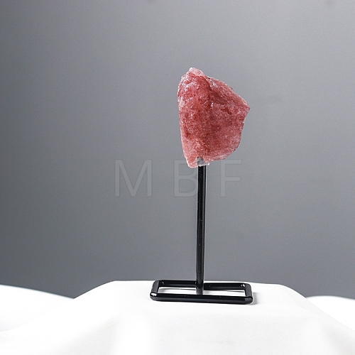 Natural Strawberry Quartz Lamp with Metal Holder Ornament PW-WG598C7-03-1