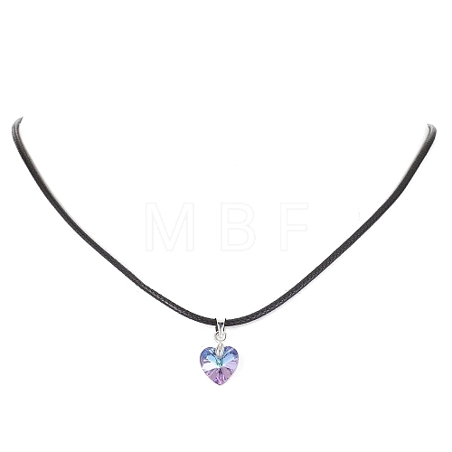 Glass Heart Pendant Necklaces NJEW-JN04476-03-1