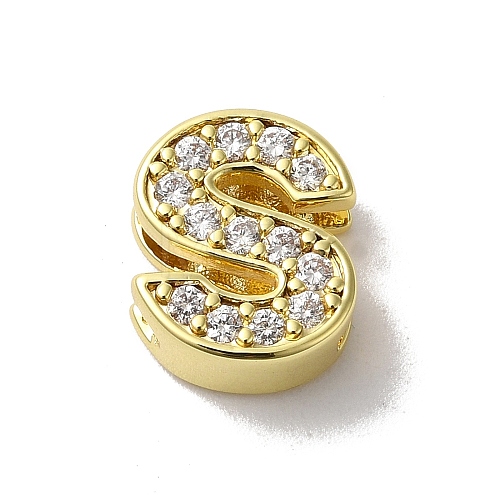 Brass Micro Pave Cubic Zirconia Beads KK-H487-25G-19-1