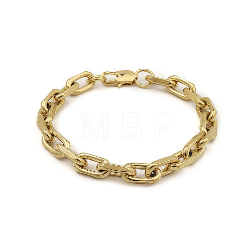 201 Stainless Steel Oval Link Chain Bracelets for Men BJEW-R313-07G-1