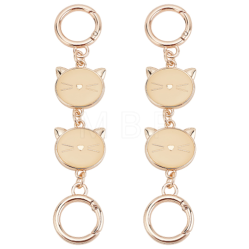 ANATTASOUL 2Pcs Alloy Enamel Cat Head Link Purse Strap Extenders FIND-AN0001-17-1