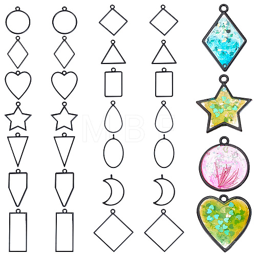 14Pcs 14 Styles Geometric Alloy Open Back Bezel Pendants FIND-WH0290-90EB-1