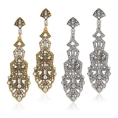 2 Pairs 2 Colors Crystal Rhinestone Teardrop Dangle Stud Earrings EJEW-AN0001-77-1