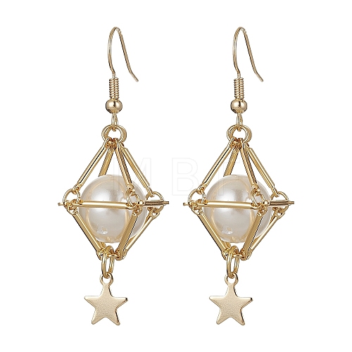 Shell Pearl Dangle Earrings EJEW-JE05498-01-1