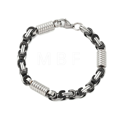 Grooved Column 304 Stainless Steel Byzantine Chain Bracelets BJEW-B093-07BP-1