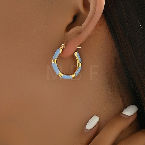 Stainless Steel Enamel Earrings Hoop Earrings LP9659-5-1