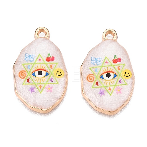 Printed Rack Plating Alloy Enamel Pendants ENAM-T020-04E-1