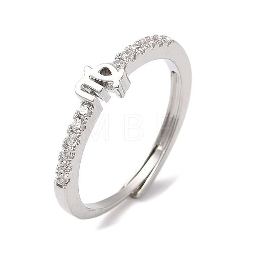 Rack Plating Brass Clear Cubic Zirconia Constellation Adjustable Rings for Women RJEW-S407-08P-01-1