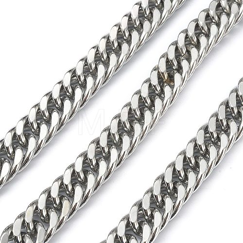 Tarnish Resistant 304 Stainless Steel Cuban Link Chains CHS-E030-04B-P-1