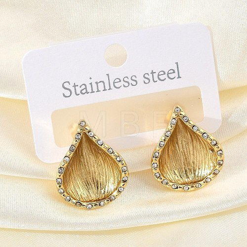 304 Stainless Steel Shell Shape Stud Earrings EJEW-M073-14G-02-1