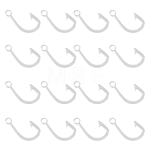 16Pcs 201 Stainless Steel Hook Clasps STAS-DC0010-65-1
