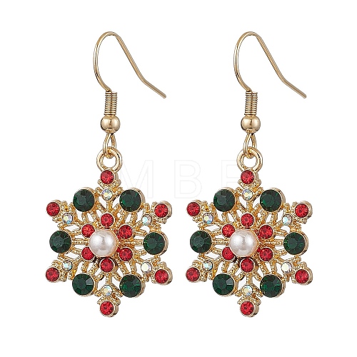 Christmas Alloy Rhinestone Dangle Earrings EJEW-JE06121-01-1