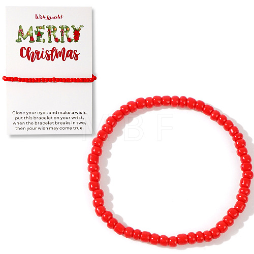 Christmas Theme Glass Seed Beads Stretch Bracelets QO0041-3-1