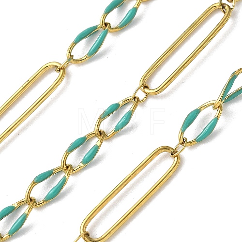 304 Stainless Steel Enamel Figaro Chains CHS-U003-02G-08-1