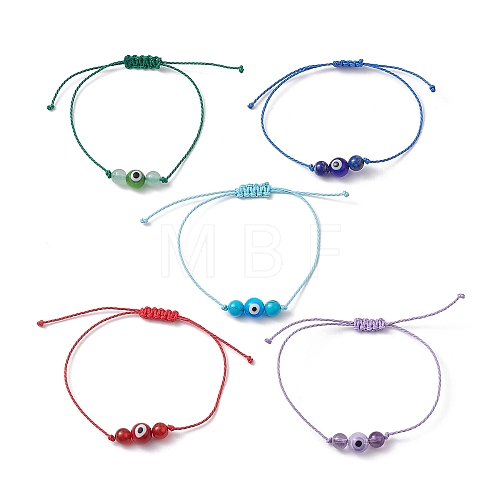 Natural & Synthetic Mixed Gemstone Braided Bead Bracelet BJEW-JB10016-1