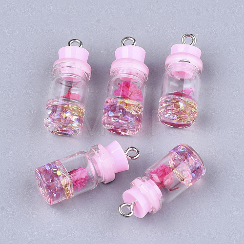 Glass Bottle Pendant Decorations X-GLAA-S181-05E-1