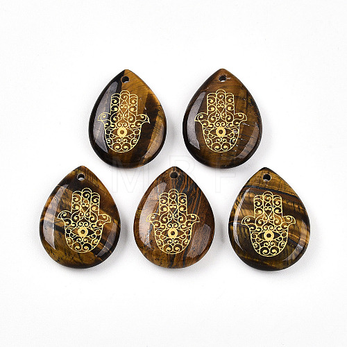 Natural Tiger Eye Pendants G-N345-05A-1