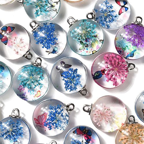 Transparent Glass Pendants GLAA-M048-06-1