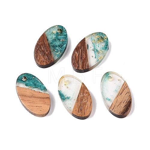 Transparent Resin and Walnut Wood Pendants RESI-T057-03I-1