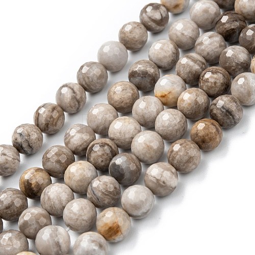 Natural Silver Leaf Jasper Beads Strands G-E444-35A-8mm-1