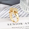 Brass Micro Pave Clear Cubic Zirconia Cuff Rings for Women Men RJEW-Z080-02G-1