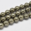 Natural Pyrite Round Beads Strands G-F197-07-6mm-1