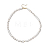 Natural White Shell Star Round Heishi Beaded Necklaces NJEW-JN05805-2