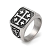 Jerusalem Cross 304 Stainless Steel Finger Rings for Men RJEW-D339-01A-AS-4