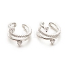 Clear Cubic Zirconia Wrapped Cuff Earrings EJEW-A066-04P-1