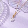 Shell Pearl 6mm Round Beaded Paw Print Pendant Necklaces NJEW-JN05171-03-1