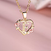 Brass Rose Flower Heart with Letter Pendant Necklaces FS-WGF6950-06-1