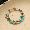 Synthetic Turquoise Round Braided Bead Multi-strand Bracelets for Women WG0F13C-05-1