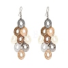 430 Stainless Steel Oval Dangle Earrings EJEW-A137-13M-4