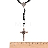 Oval Wood Rosary Bead Necklaces NJEW-C108-01-5