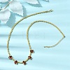 Brass Pave Cubic Zirconia Teardrop Pendant Round Beaded Necklaces NJEW-C121-01G-10-2