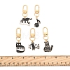 5Pcs Cat & Music Theme Alloy Enamel Pendant Decoration HJEW-FS00035-03-4