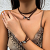 2Pcs 2 Styles Alloy Rectangle PU Leather Layered Cord Choker Necklaces for Women NJEW-CL0001-34A-6