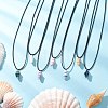 Handmade Porcelain Shell Shaped Pendant Black Waxed Cotton Cord Necklaces NJEW-JN05271-1