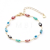 Brass Enamel Evil Eye Link Bracelets BJEW-JB06020-1