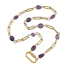 Natural Amethyst Nuggets Beaded Chain Necklaces NJEW-JN06508-01-3